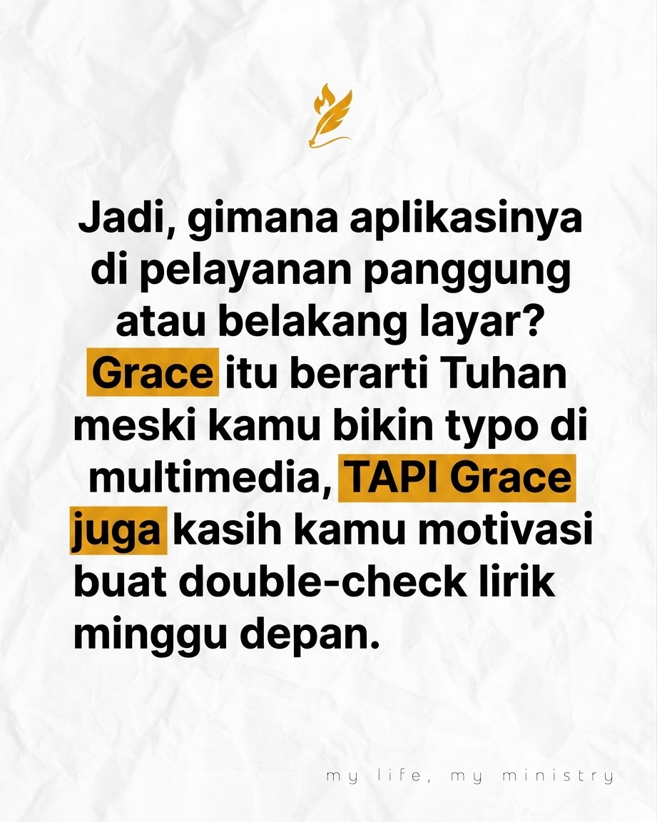 Capek Dibilang Gak Apaapa, yang Penting Hati Terus? Jujur deh, kita sering banget denger kalimat ini pas pelayanan lagi chaos atau ada kesalahan teknis. Tapi, apakah Kasih Karunia Grace itu cuma sekadar alasan buat kita tetep di posisi yang sama? Lets talk