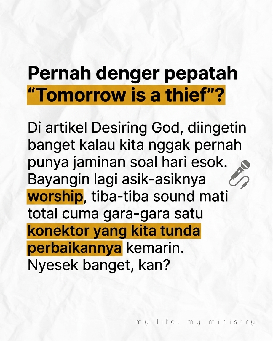 JANGAN TUNGGU MINGGU DEPAN BUAT BERESIN INI! Sering nggak sih kepikiran, Ah, kabel ini agak noise dikit, tapi gapapa lah ya, minggu depan aja dibenerin? Hatihati, kebiasaan nanti aja bisa jadi bom waktu buat pelayananmu! Yuk, kita bahas kenapa besok itu s