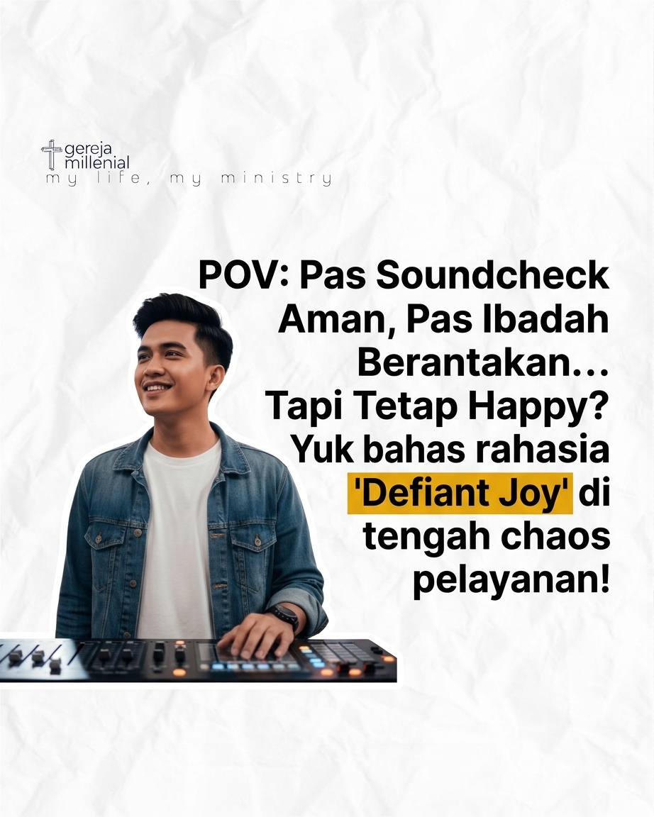 POV Pas Soundcheck Aman, Pas Ibadah Berantakan... Tapi Tetap Happy? Kok Bisa? Yuk bahas rahasia Defiant Joy di tengah chaos pelayanan!