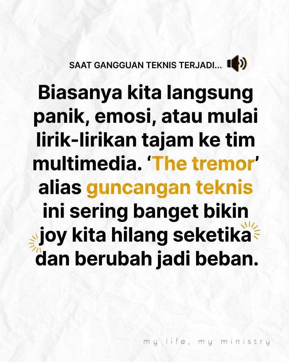 POV Pas Soundcheck Aman, Pas Ibadah Berantakan... Tapi Tetap Happy? Kok Bisa? Yuk bahas rahasia Defiant Joy di tengah chaos pelayanan!