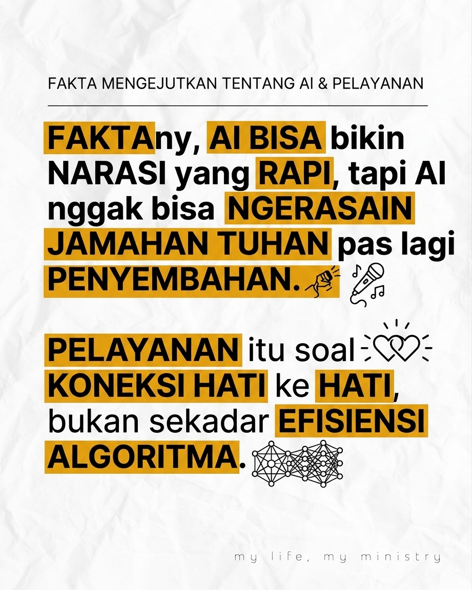 AI Bikin Kotbah Worship Jadi Robot? Jangan sampai pelayanan kita kehilangan jiwa garagara terlalu bergantung sama teknologi!