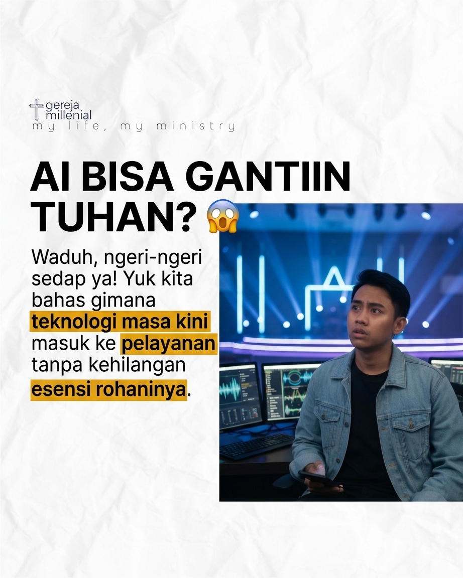 AI BISA GANTIIN TUHAN? Waduh, ngeringeri sedap ya! Yuk kita bahas gimana teknologi masa kini masuk ke pelayanan kita tanpa kehilangan esensi rohaninya.