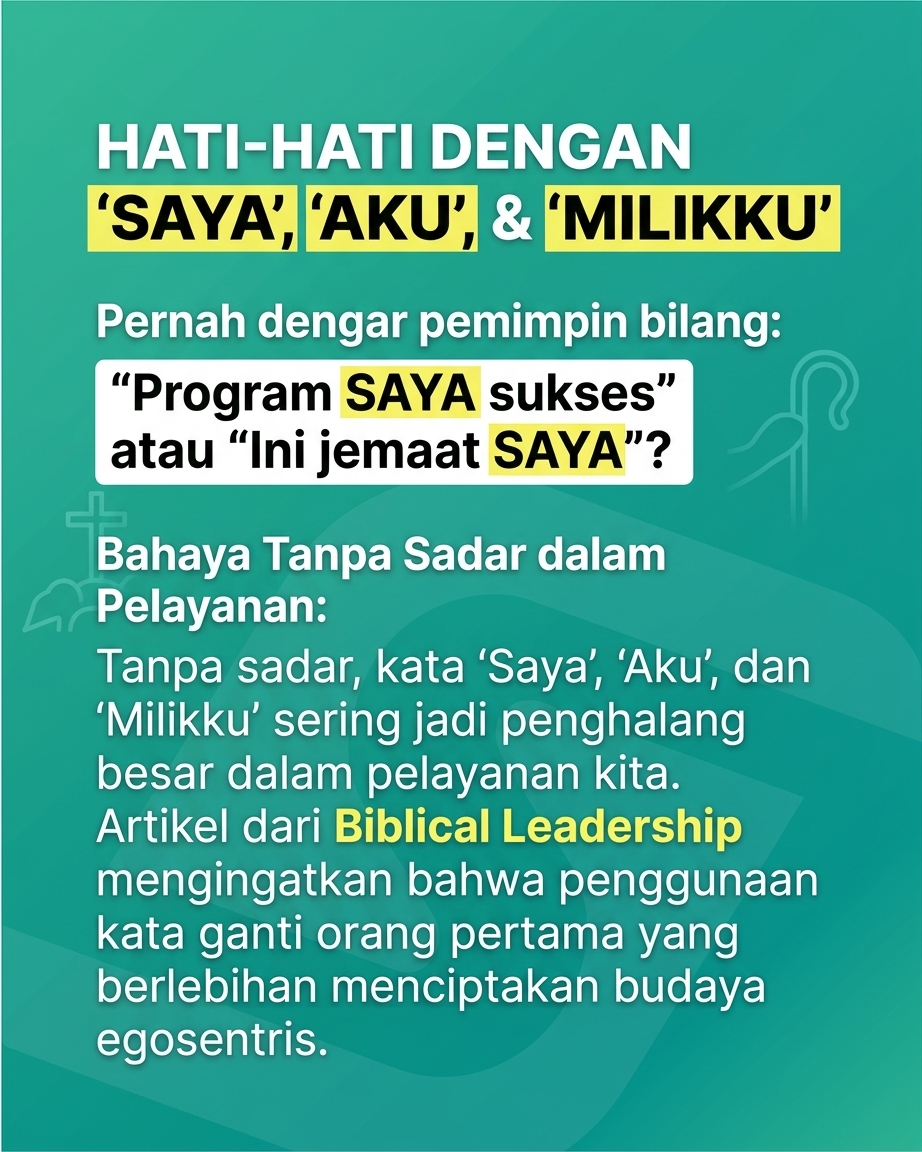 Stop Bilang Gereja SAYA Kalau Mau Pelayanan Maju! Kenapa katakata sederhana ini bisa menghambat pertumbuhan jemaat dan kesehatan organisasi Gereja Anda?