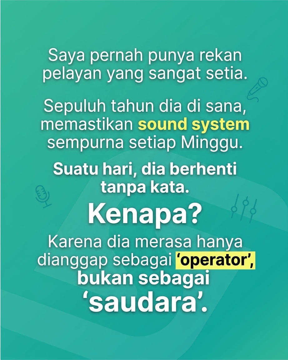 Jangan Tunggu Sampai Mereka Jadi Kenangan di Kursi Gereja. Seringkali kita baru menyadari berharganya seseorang saat mereka sudah tidak lagi melayani bersama kita.